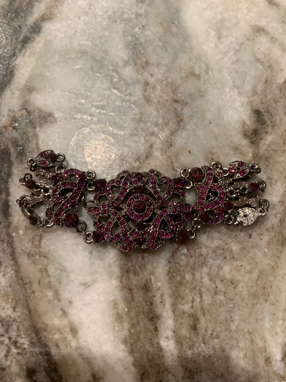 1928 Red Rhinestone Filigree Bracelet Vintage Style Statement Gothic Boho - Picture 6 of 8